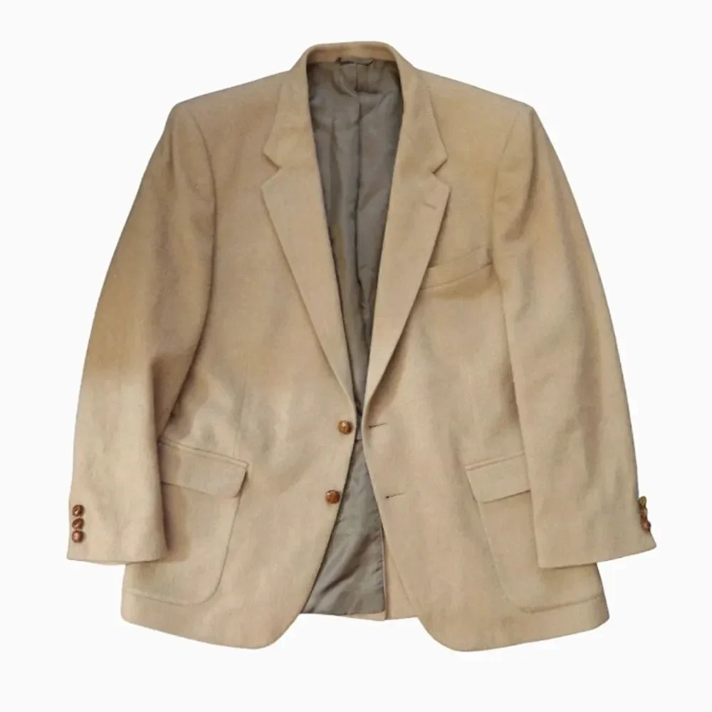 VTG 90s Bergren's Tacoma‎ Beige Camel Hair Blend Sport Coat Blazer SZ 42R
